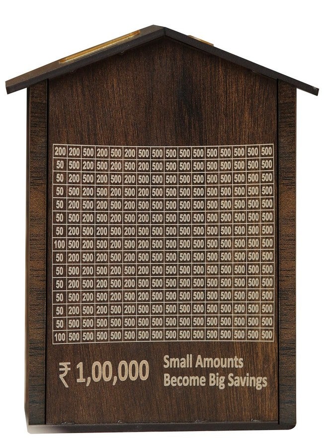 ADK Wooden Piggy Bank for Kids & Adults, Coin Box with Carved Design, Savings Box, Mini Bank, Donation Box, Smart Money Box, Wooden Coin Box, Money Saver, Piggy Bank with Numbers - Image 1